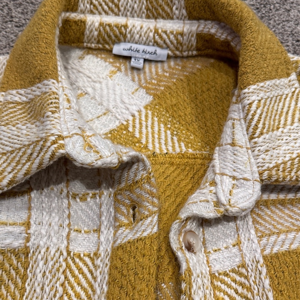 white birch Mustard and Cream Plaid Varsity Jacket - Picture 4 of 5